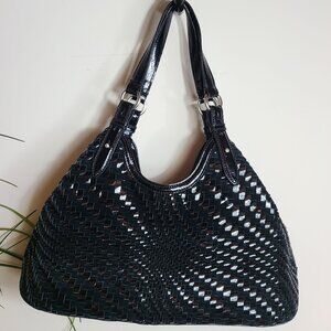 Cole Haan braided suede and leather special edition Genevieve triangle bag